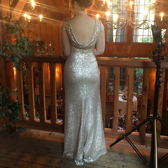 sorella vita gold sequin bridesmaid dress